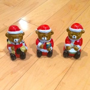 Set of Santa bear decor pieces
